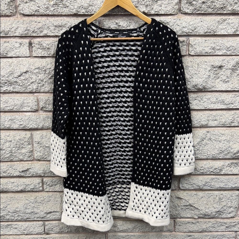 Elegant Black and White Knit Cardigan